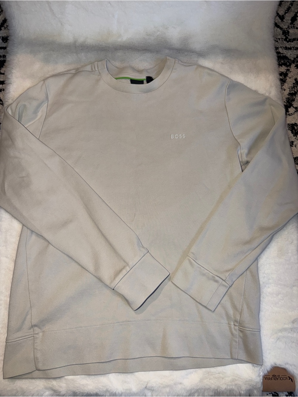 BOSS Men's Crewneck Sweater in Light Cream